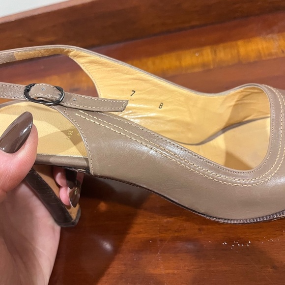 Vintage Julianelli Square Toe Leather Sling-back Heels - Picture 6 of 9
